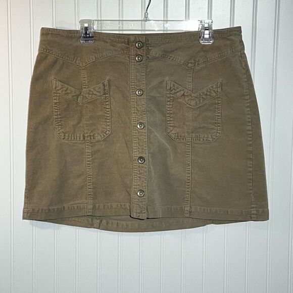 Signature Studio Mini Corduroy Skirt Womens 16 Tan Button Front Short Y2K 90’s - Picture 1 of 8